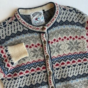 Vtg Mackenzie Country New Zealand Wool Fair Isle Cardigan Sweater Kiwi Womens XS